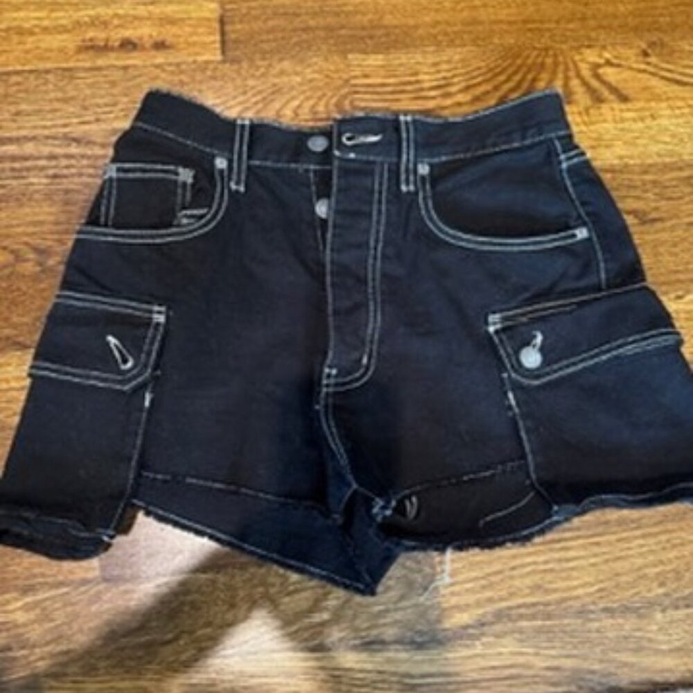 Women’s Carmar black denim cargo shorts